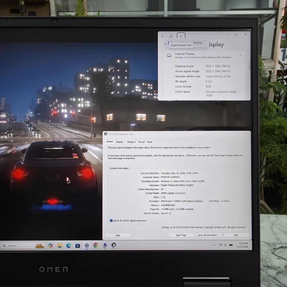 Gaming - Đồ Họa HP OMEN 15-en1027AX RYZEN 7-5800H RAM 16GB SSD 512GB RTX™ 3070 8GB MÀN HÌNH : 15,6 INCH IPS 144hz