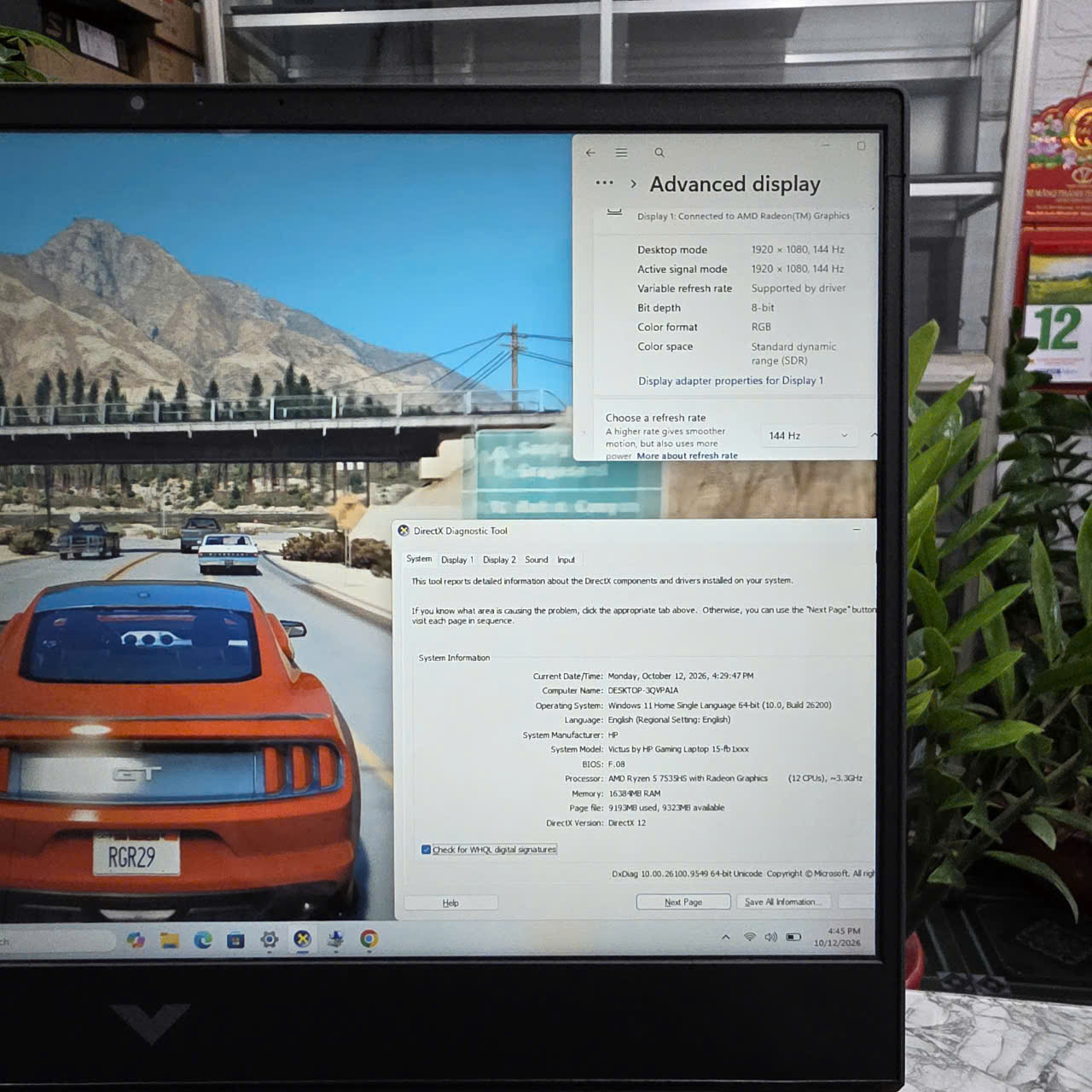 Gaming - Đồ Họa HP Victus 15-fb1022AX RYZEN-7535HS RAM 16GB SSD 512GB RTX2050 4GB MÀN HÌNH : 15.6 INCH IPS 144Hz