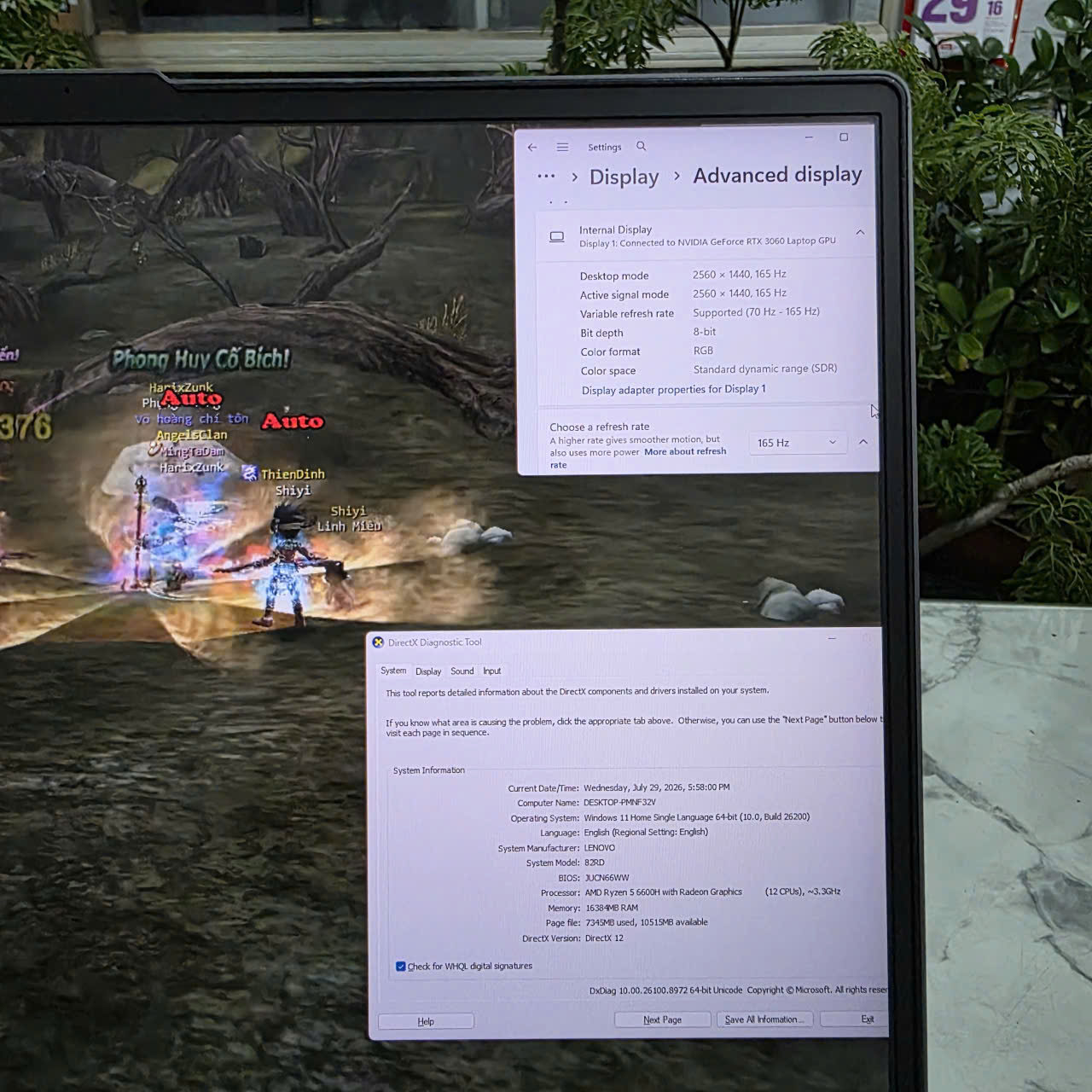 Gaming - Đồ Họa Lenovo Legion 5 15ARH7H RTX 3060 6GB RYZEN 5 6600H RAM 16GB SSD 512GB MÀN HÌNH : 15.6" Inch IPS 165Hz