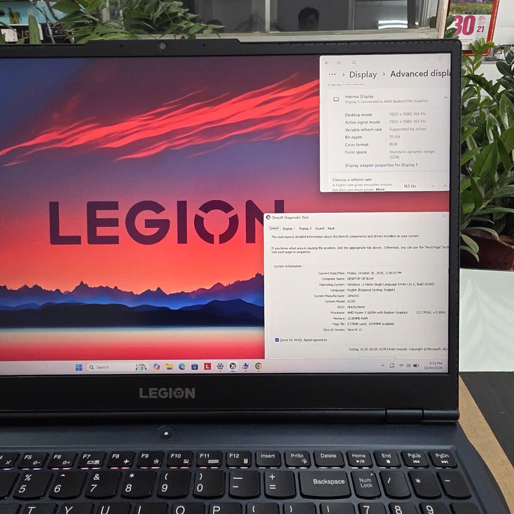 Gaming - Đồ Họa LENOVO LEGION 5-15ACH6 RYZEN 5-5600H RAM 16GB SSD 512GB RTX 3050 Ti 4Gb MÀN HÌNH : 15.6"IPS 165Hz 