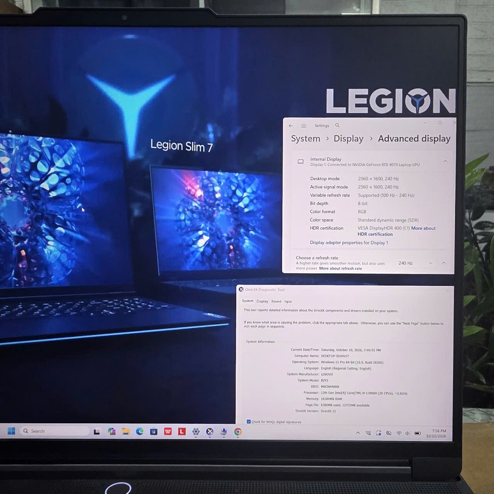 Gaming - Đồ Họa LENOVO LEGION Slim 7I 16IRH8 CORE I9-13900H RAM 16GB SSD 1.000GB RTX 4070 8GB GDDR6 MÀN HÌNH : 16" WQXGA 240Hz 