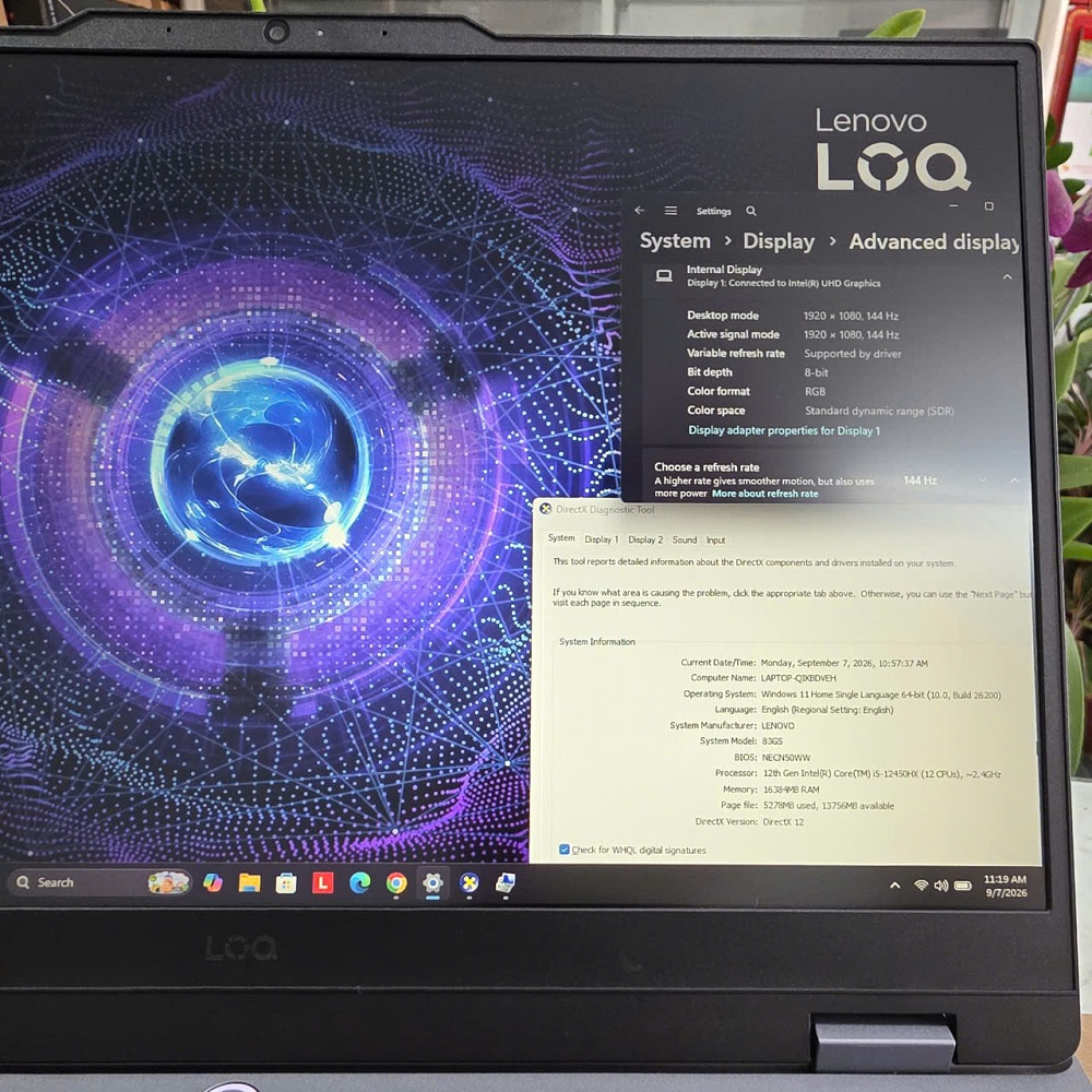 Gaming - Đồ Họa LENOVO LOQ 15IAX9 CORE I5-1245HS RAM 16GB SSD 512GB RTX 3050 6GB GDDR6 MÀN HÌNH : 15.6 Inch IPS 144Hz 100% sRGB