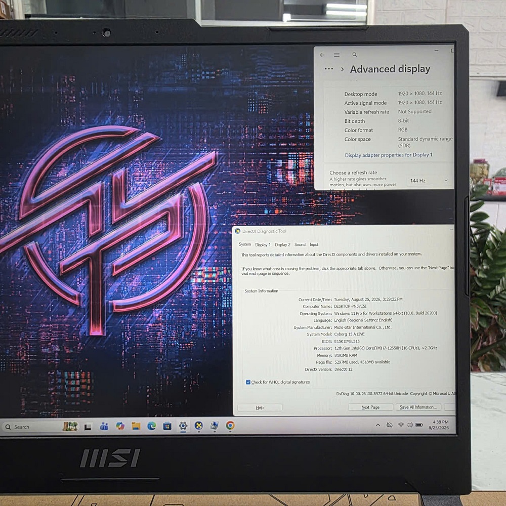 Gaming - Đồ Họa MSI Cyborg 15 A12VE 240VN CORE I7-12650H RAM 8GB SSD 512GB RTX 4050 6GB GDDR6 MÀN HÌNH : 15.6Inch IPS 144Hz