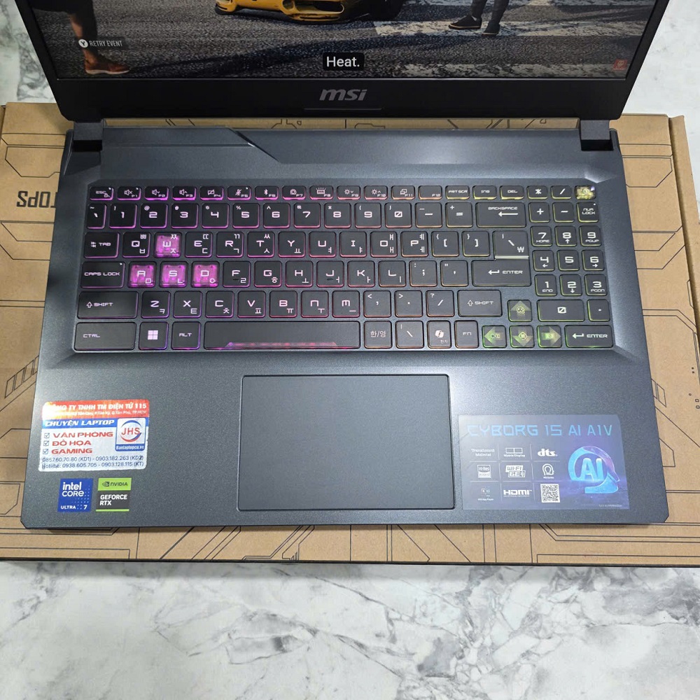 Gaming - Đồ Họa MSI Cyborg 15 AI A1VEK-024XKR Ultra 7 155H RAM 16GB SSD 512GB RTX4060 8GB MÀN HÌNH : 15.6''Inch IPS 144Hz