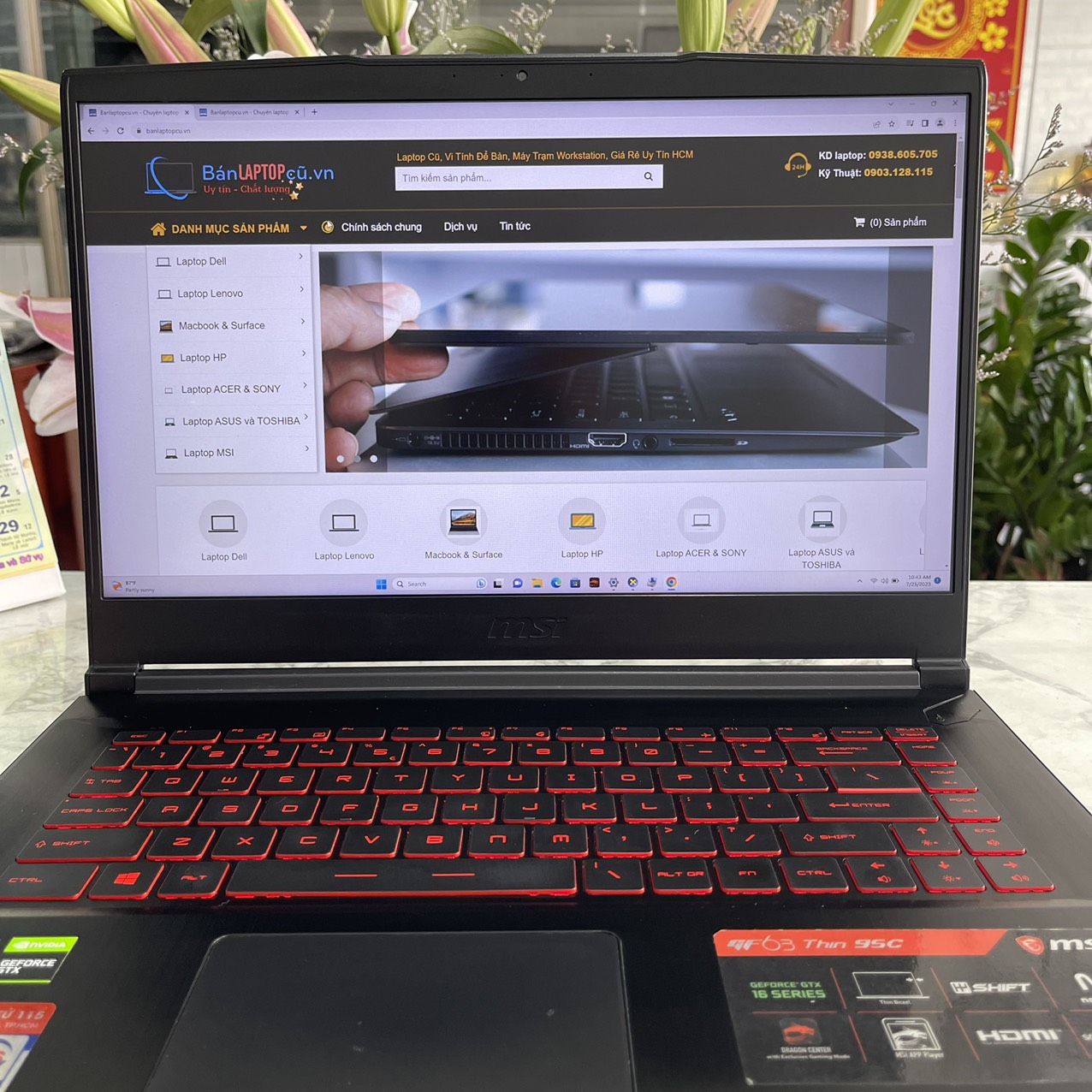 Gaming - Đồ Họa MSI GF63 Thin 9SC-1030VN Core I5-9300H Ram 8gb Ssd 512gb GTX 1650 4GB Màn Hình 15.6"Fhd IPS 