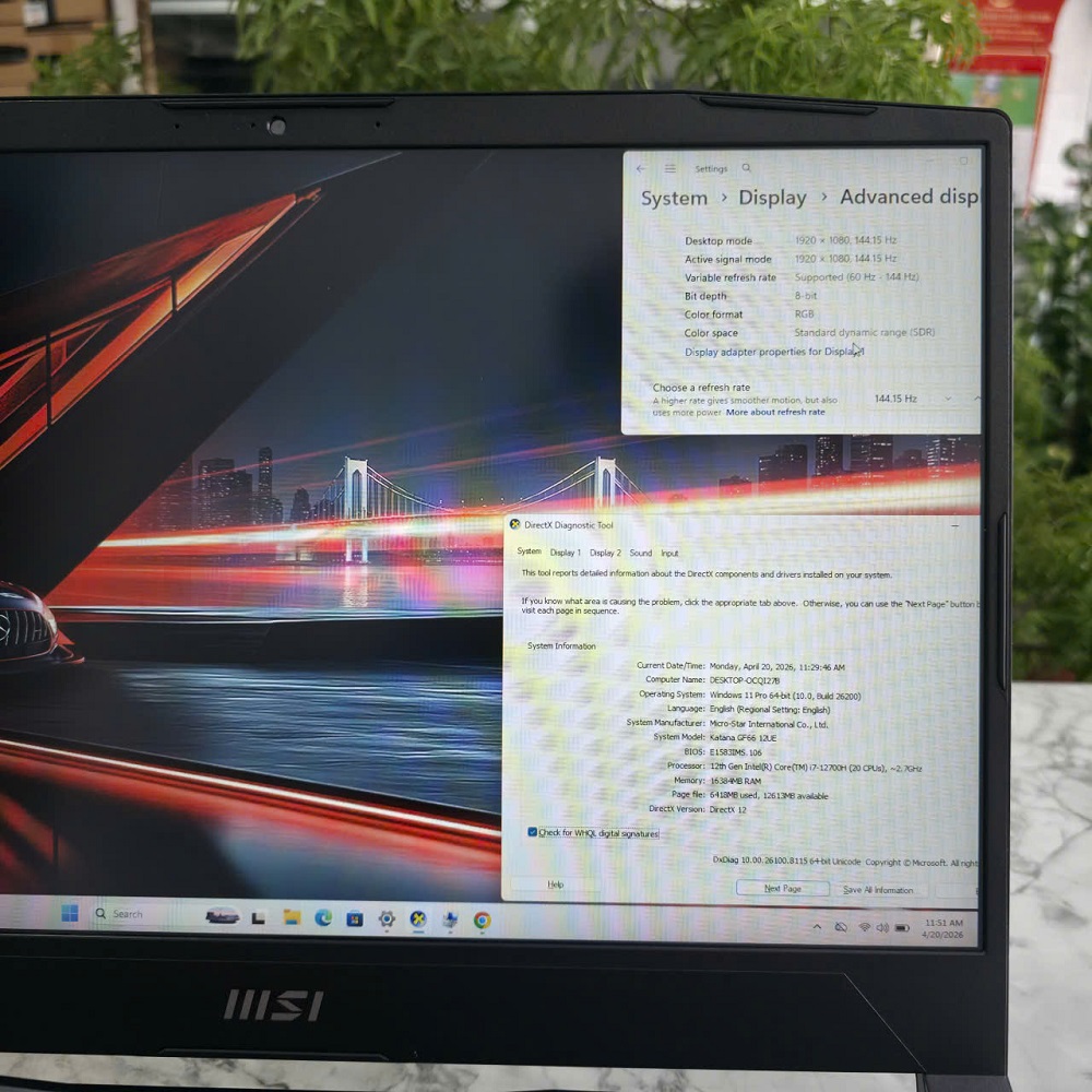 Gaming - Đồ Họa MSI Katana GF66 12UE-603US CORE I7-12700H RAM 16GB SSD 512GB RTX 3060 6GB GDDR6 MÀN HÌNH : 15.6 Inch IPS Fhd 144Hz