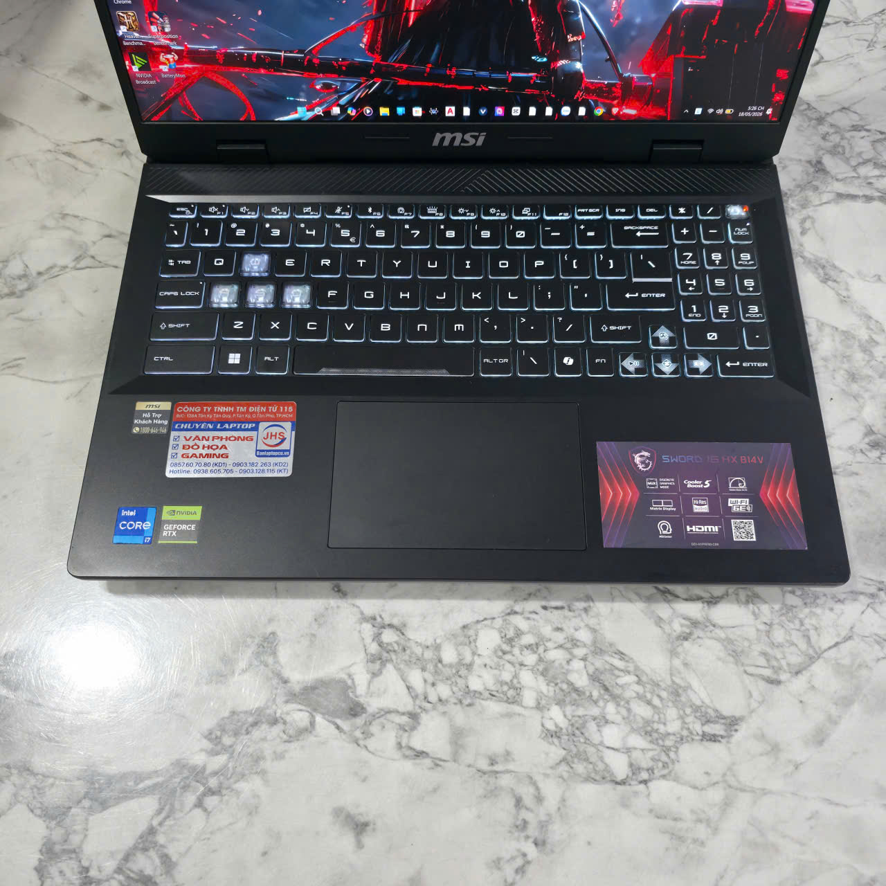 Gaming - Đồ Họa MSI Sword 16 HX B14VFKG-045VN MÁY 99% - BẢO HÀNH HÃNG CORE I7-14700HX RTX 4060 GDDR6 8GB SSD 1.000GB RAM 16GB MÀN HÌNH : 16 INCH QHD+
