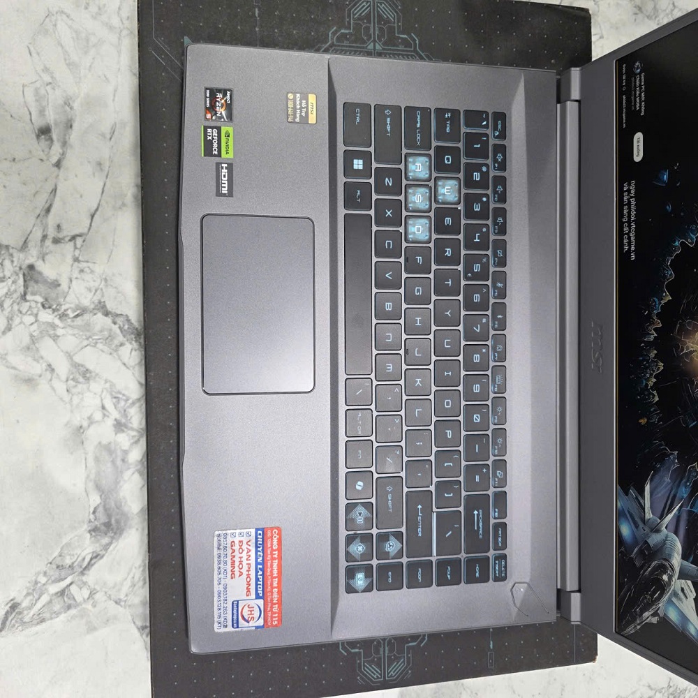 Gaming - Đồ Họa MSI Thin A15 B7UC(Máy LikeNew-BẢO HÀNH HÃNG) RYZEN 5 7535HS RAM 16GB SSD 512GB RTX3050 4GB (AI TOPS: 143) MÀN HÌNH : 15.6''Inch IPS 144Hz 