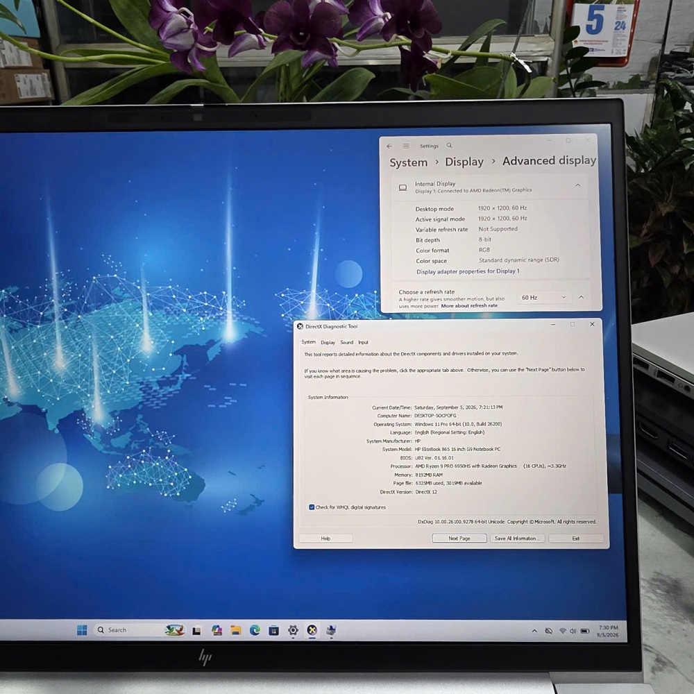 HP EliteBook 865 G9 RYZEN 9 PRO 6950H RAM 8GB SSD 512GB MÀN HÌNH : 16.0''Inch WUXGA