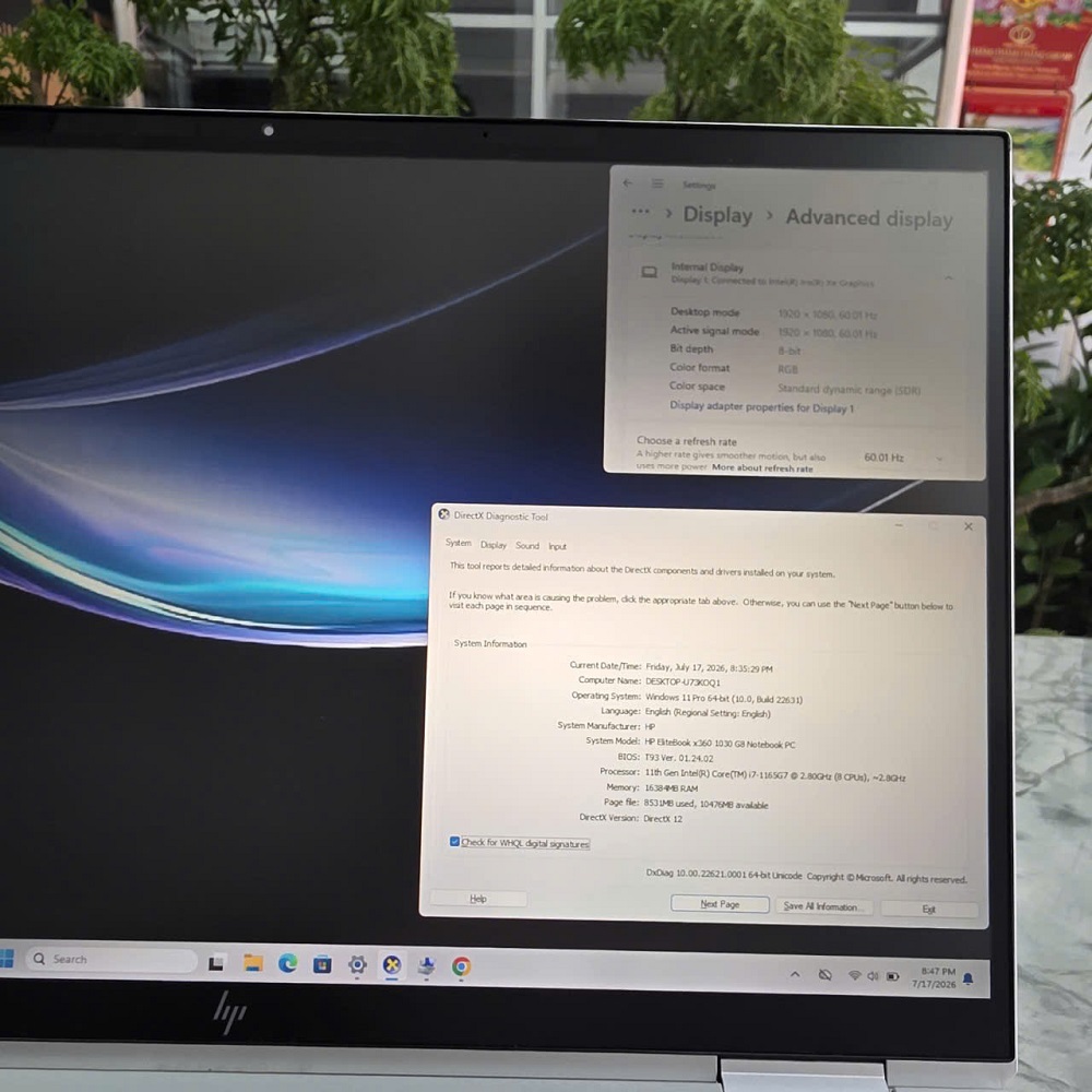 HP EliteBook X360 1030 G8 CORE I7-1165G7 RAM 16GB SSD 512GB MÀN HÌNH : 13.3'' IPS Touch