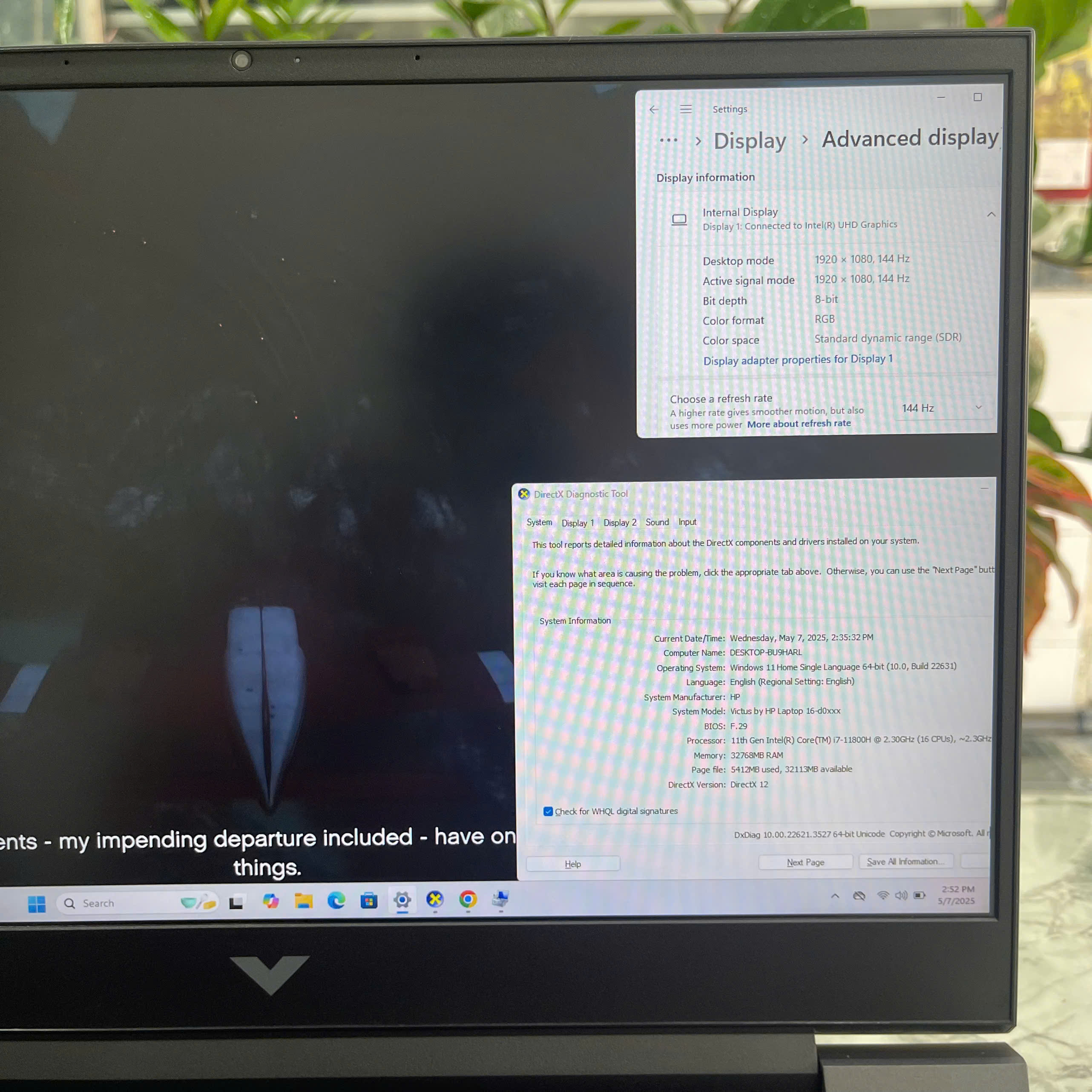 HP VICTUS 16-d0199TX Core I7-11800H Ram 32GB Ssd 512GB  Card RTX3050 Ti (4GB) Màn : 16.1'' Inch IPS 144Hz