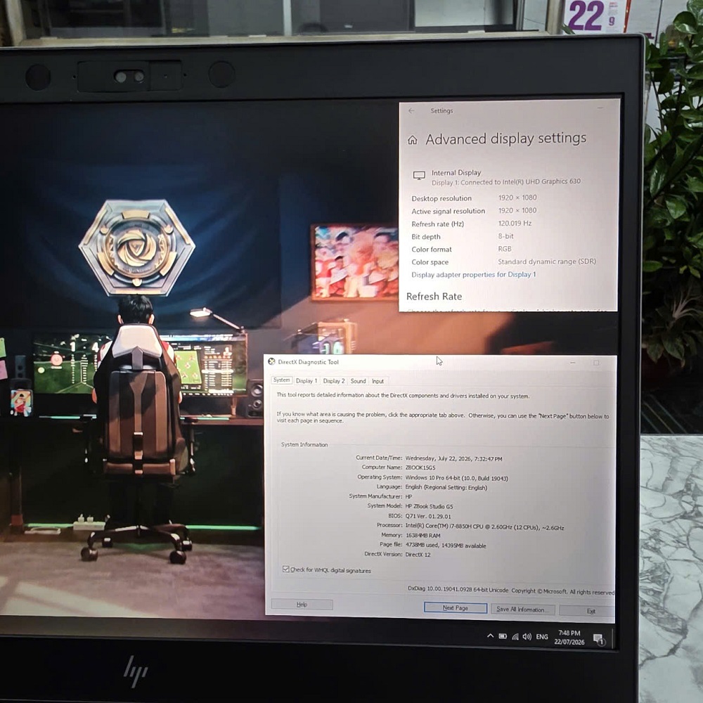 HP ZBook Studio G5 CORE I7-8850H RAM 16GB { MÁY TRẠM ĐỒ HỌA GIÁ RẺ } SSD 256GB Quadro P1000 4GB MÀN HÌNH : 15.6 Inch FHD IPS