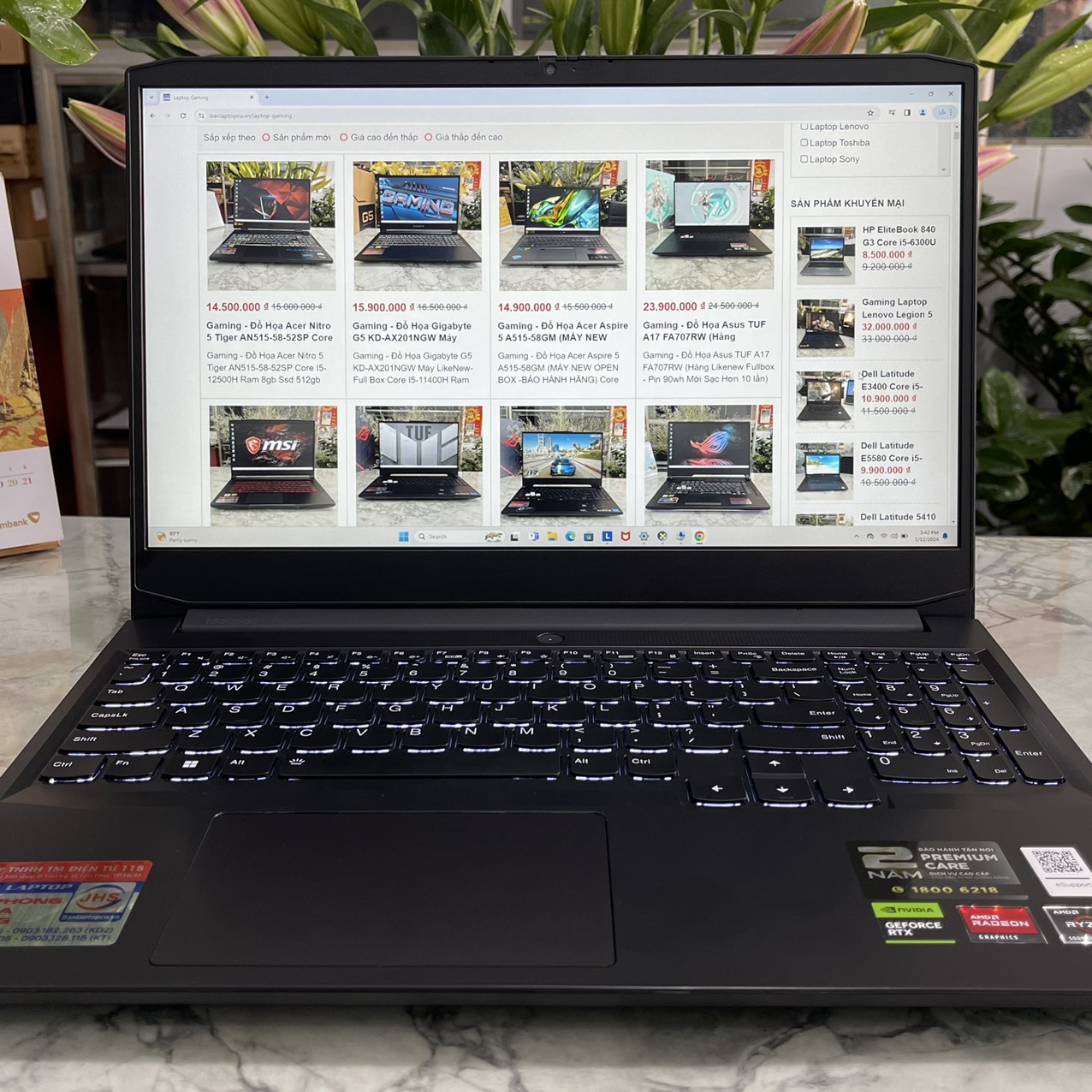 Lenovo Ideapad Gaming 3-15ACH6( Máy LikeNew , Bảo Hành Hãng ) Ryzen 5 5500H Ram 8gb Ssd 512gb VGA RTX 2050 4GB Màn 15,6" Fhd (1920x1080) IPS  144Hz