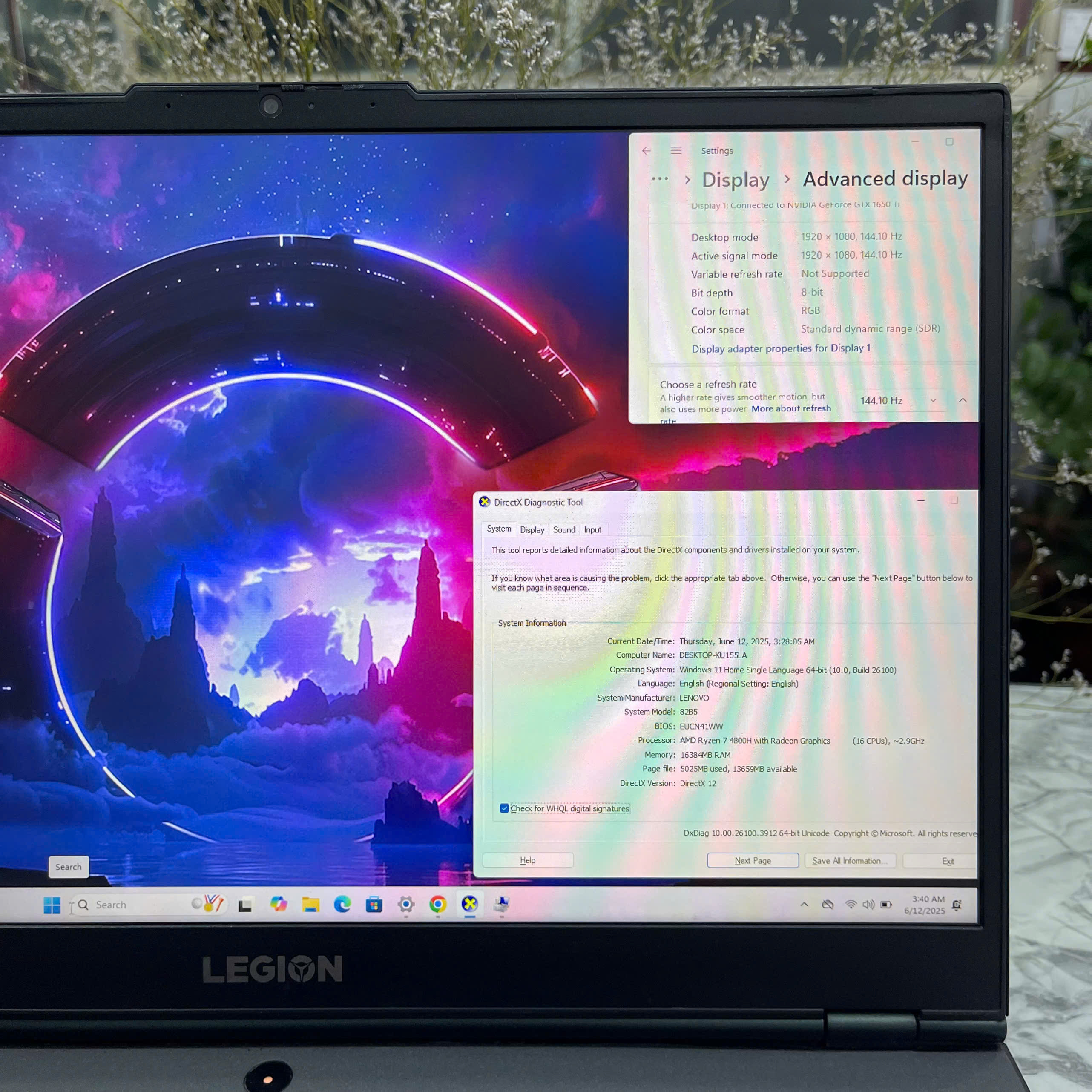 Lenovo Legion 5 15ARH05 Ryzen 7 4800H Ram 16Gb Ssd 512Gb  VGA GTX 1650Ti (4GB GDDR6) Màn Hình 15.6 Inch Fhd IPS 120Hz 100% sRGB