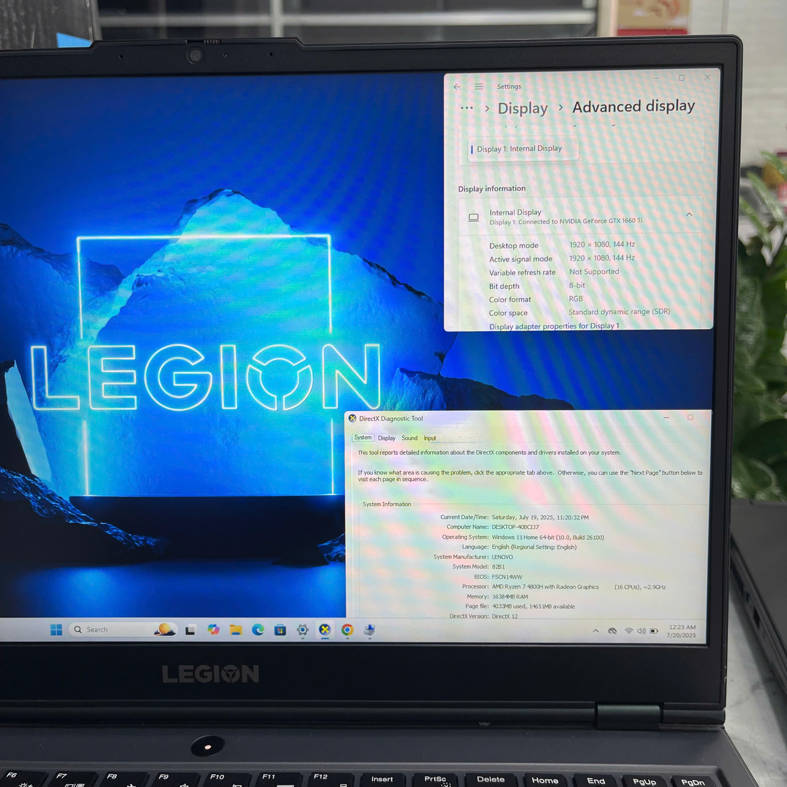 Lenovo Legion 5 15ARH05H Máy LikeNew Ryzen 7 4800H Ram 16gb Ssd 512gb GTX 1660 Ti 6GB Màn Hình 15.6''Inch IPS 144Hz