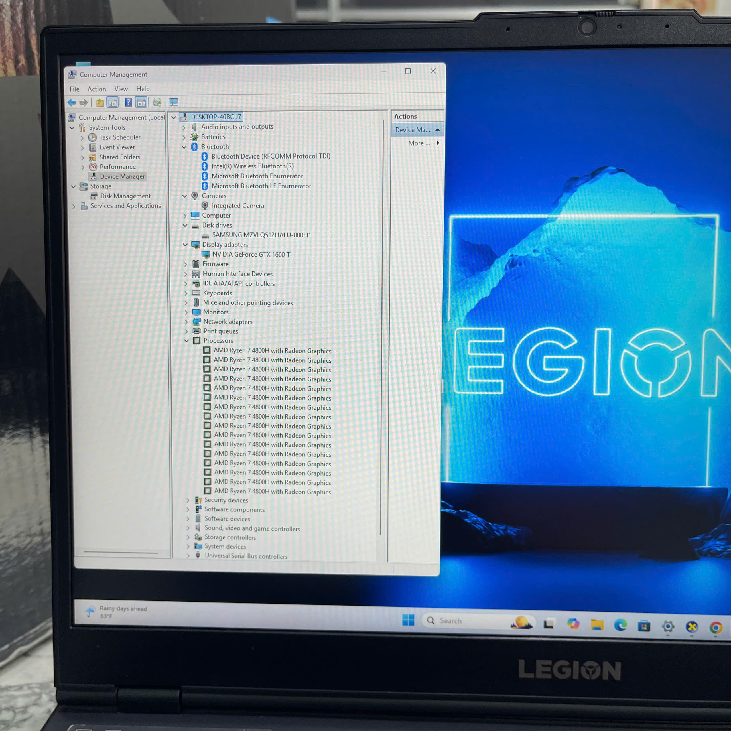 Lenovo Legion 5 15ARH05H Máy LikeNew Ryzen 7 4800H Ram 16gb Ssd 512gb GTX 1660 Ti 6GB Màn Hình 15.6''Inch IPS 144Hz