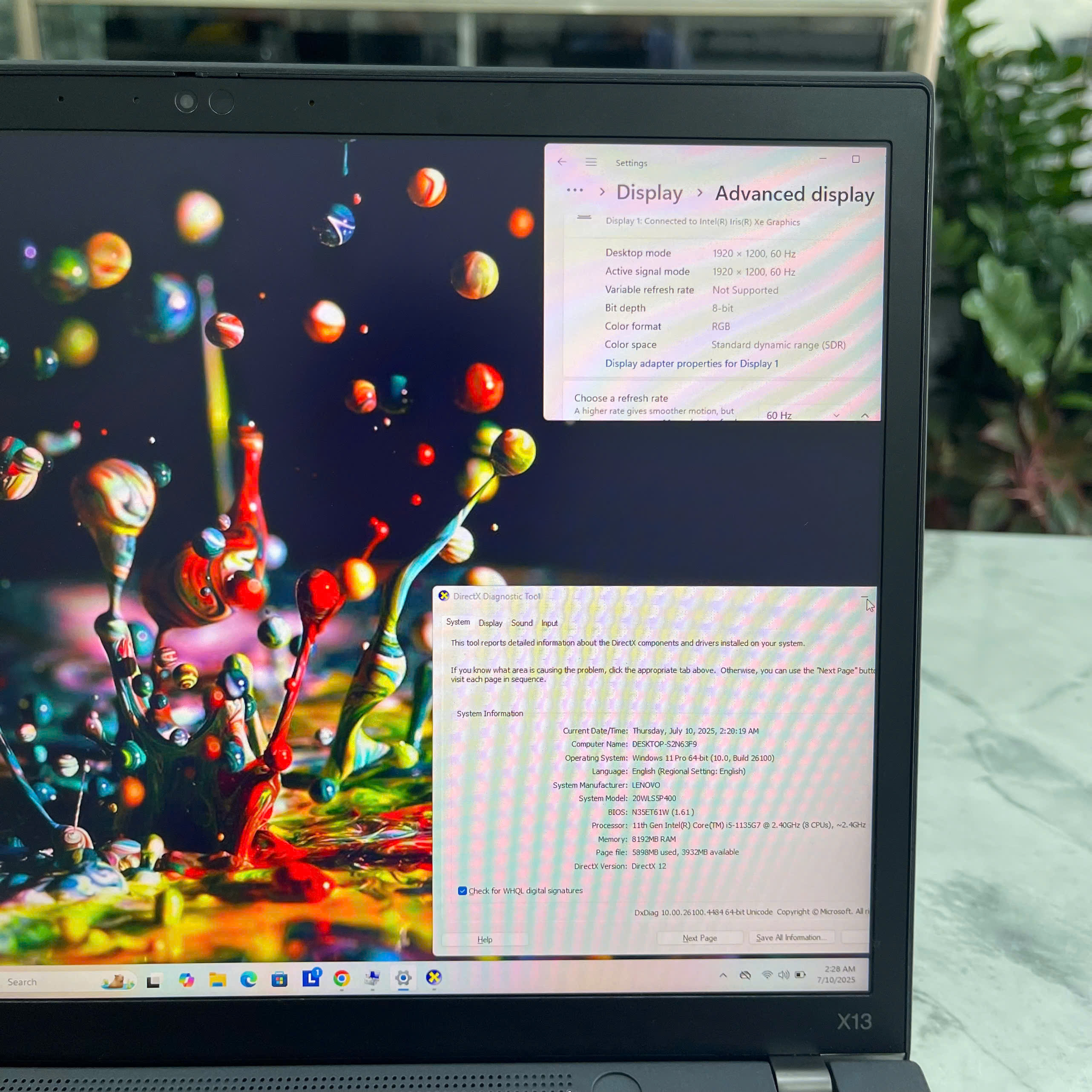 Lenovo ThinkPad X13 Gen 2 Core I5-1135G7 Ram 8GB Ssd 512GB Màn hình : 13" FHD+