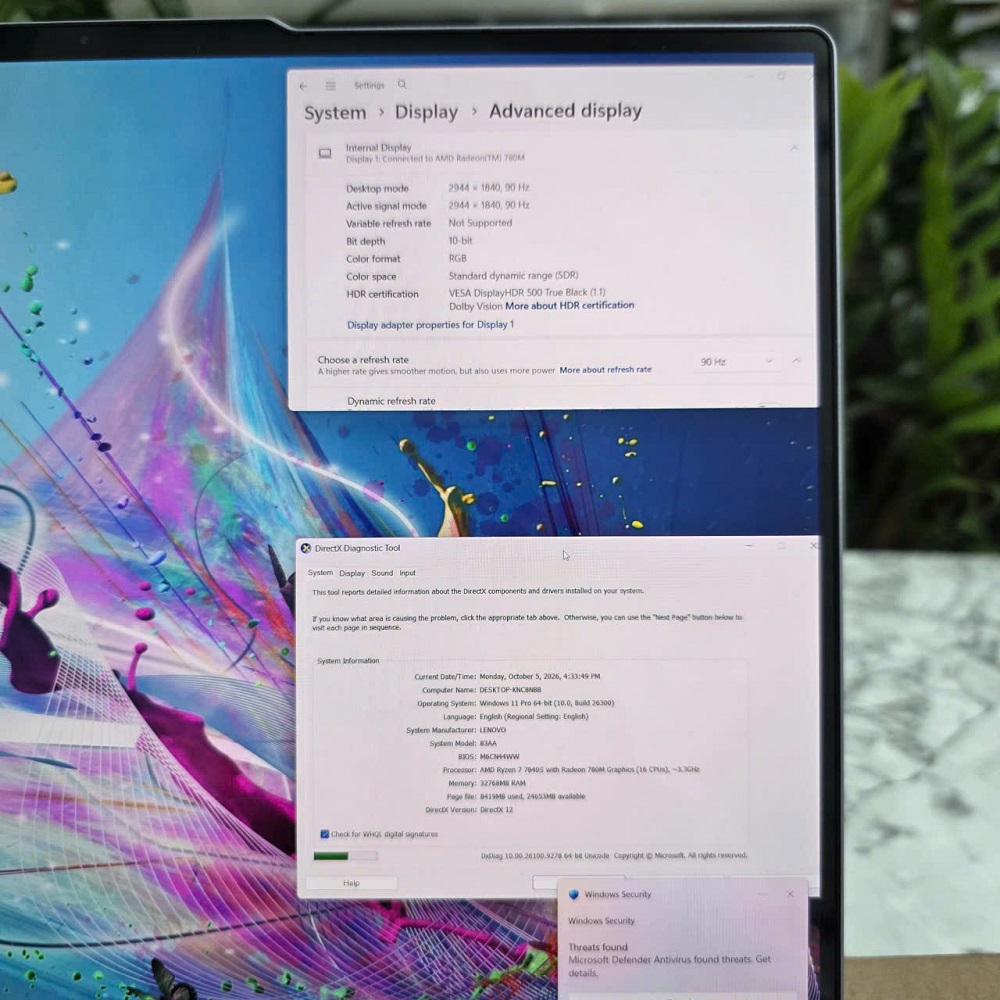LENOVO YOGA Air 14s APU8 RYZEN 7 7840S RAM 32GB SSD 512GB MÀN HÌNH : 14.5 Inch OLED 2.9K Touch 90Hz