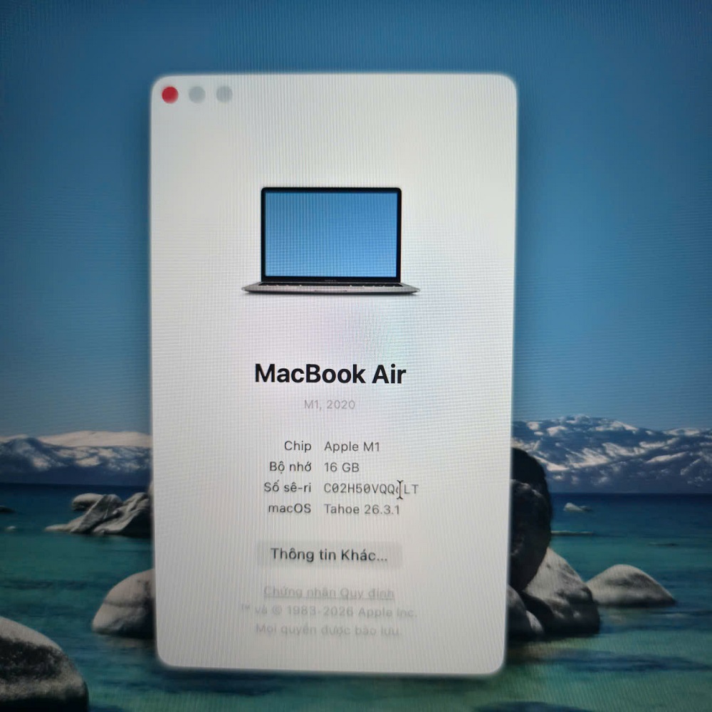 Macbook Air M1 2020 13Inch RAM 16GB SSD 512GB (Gold) - New 99% 