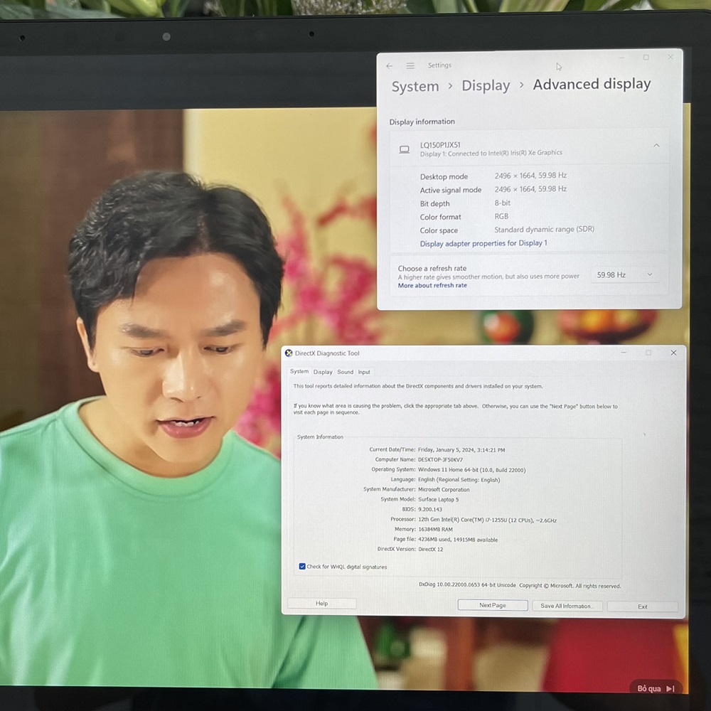Microsoft Surface Laptop 5 Intel Evo CORE I7-1265U RAM 16GB SSD 512GB MÀN HÌNH : 13.5" Inch QHD Touch Screen