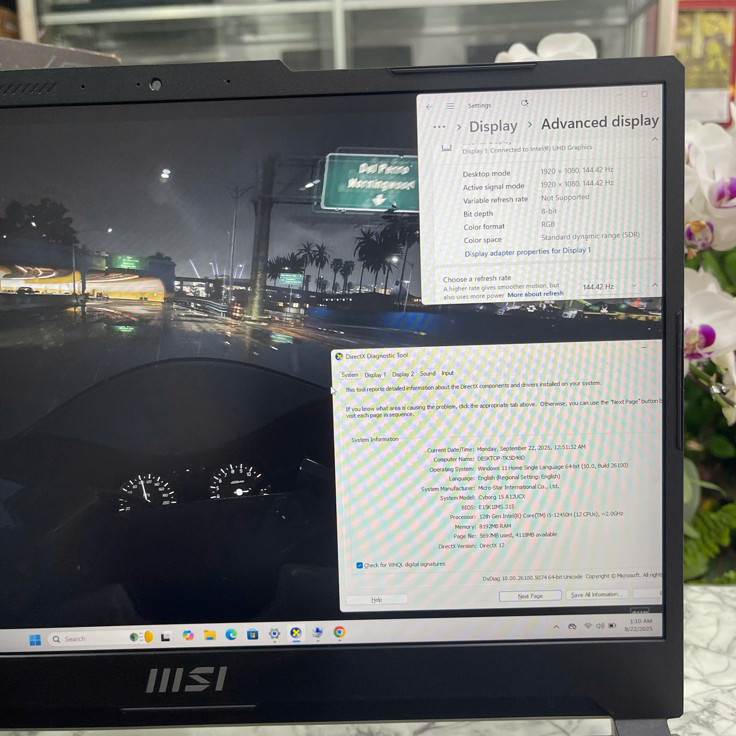 MSI Cyborg 15 A12UCX Máy Like New Core I5-12450H RAM 16GB SSD 512GGB RTX 2050 4GB MÀN HÌNH : 15.6 Inch FHD IPS 144Hz
