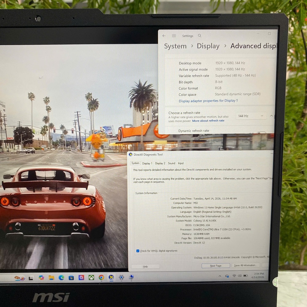  MSI CYBORG 15 AI A1VEK  Ultra 7-155H RAM 16GB SSD 512GB RTX 4050 6GB Màn Hình 15.6 Inch FHD 144Hz