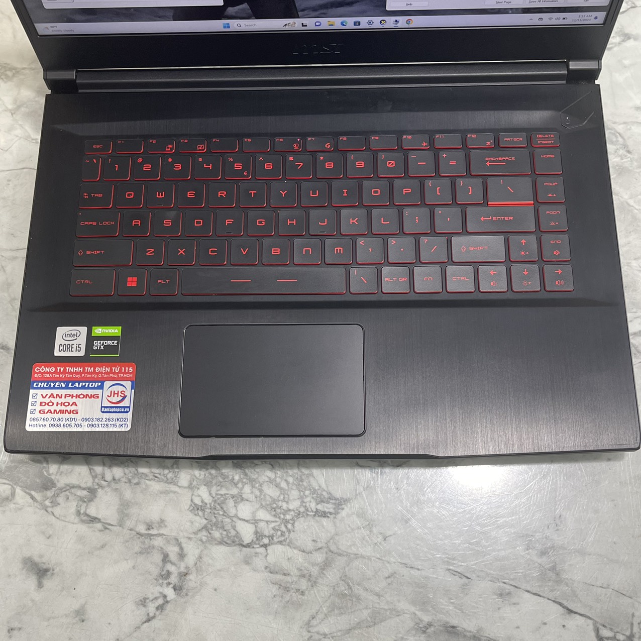 MSI GF63 Thin 10SC-468VN Core I5-10500H RAM 16GB SSD 512GB GTX 1650 4GB Màn Hình 15.6''Inch IPS 144Hz 