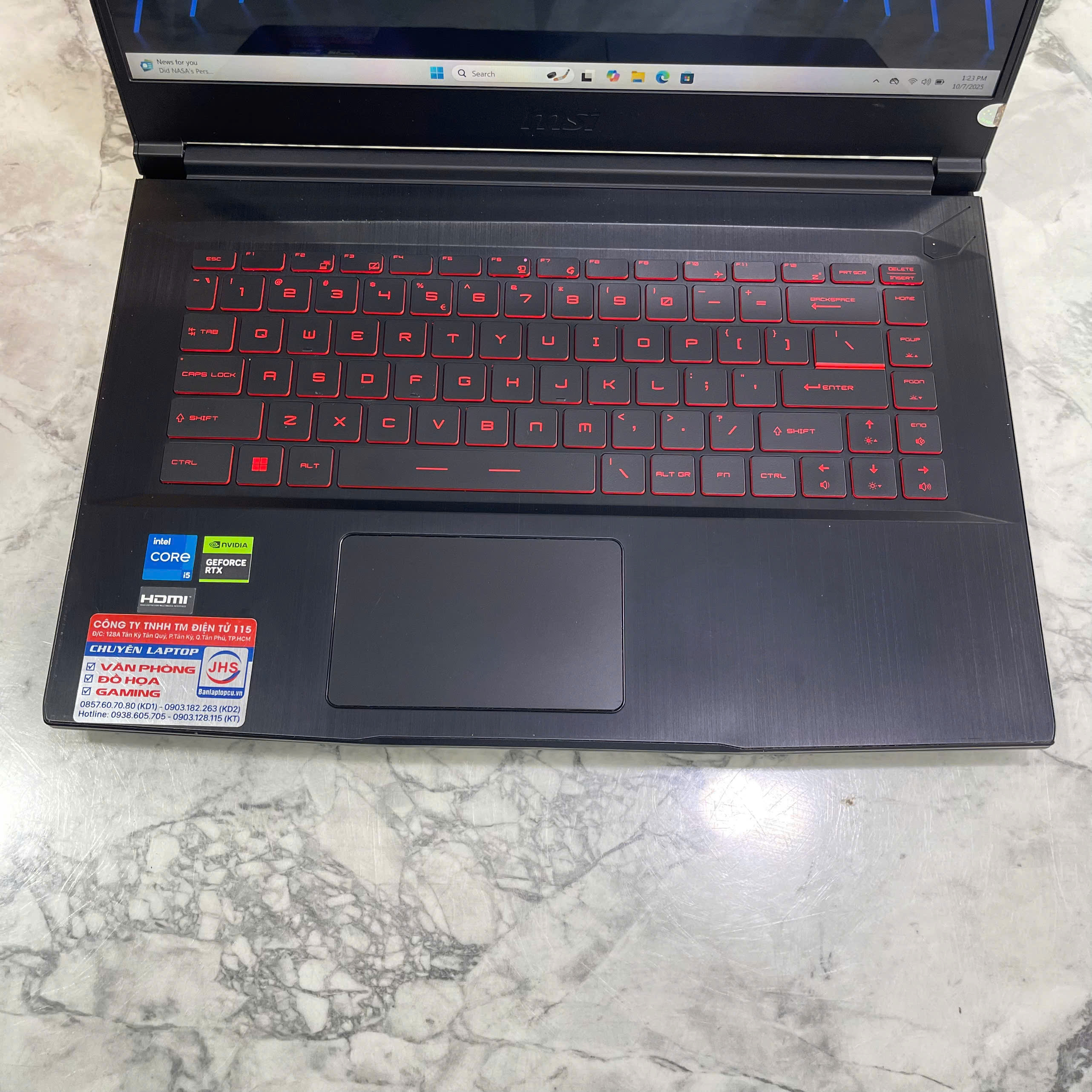  MSI GF63 Thin 12UC-1006VN CORE I5-12450H RAM 16GB  SSD 512GB VGA RTX 3050 4GB Màn Hình 15.6'' IPS Fhd 144.Hz