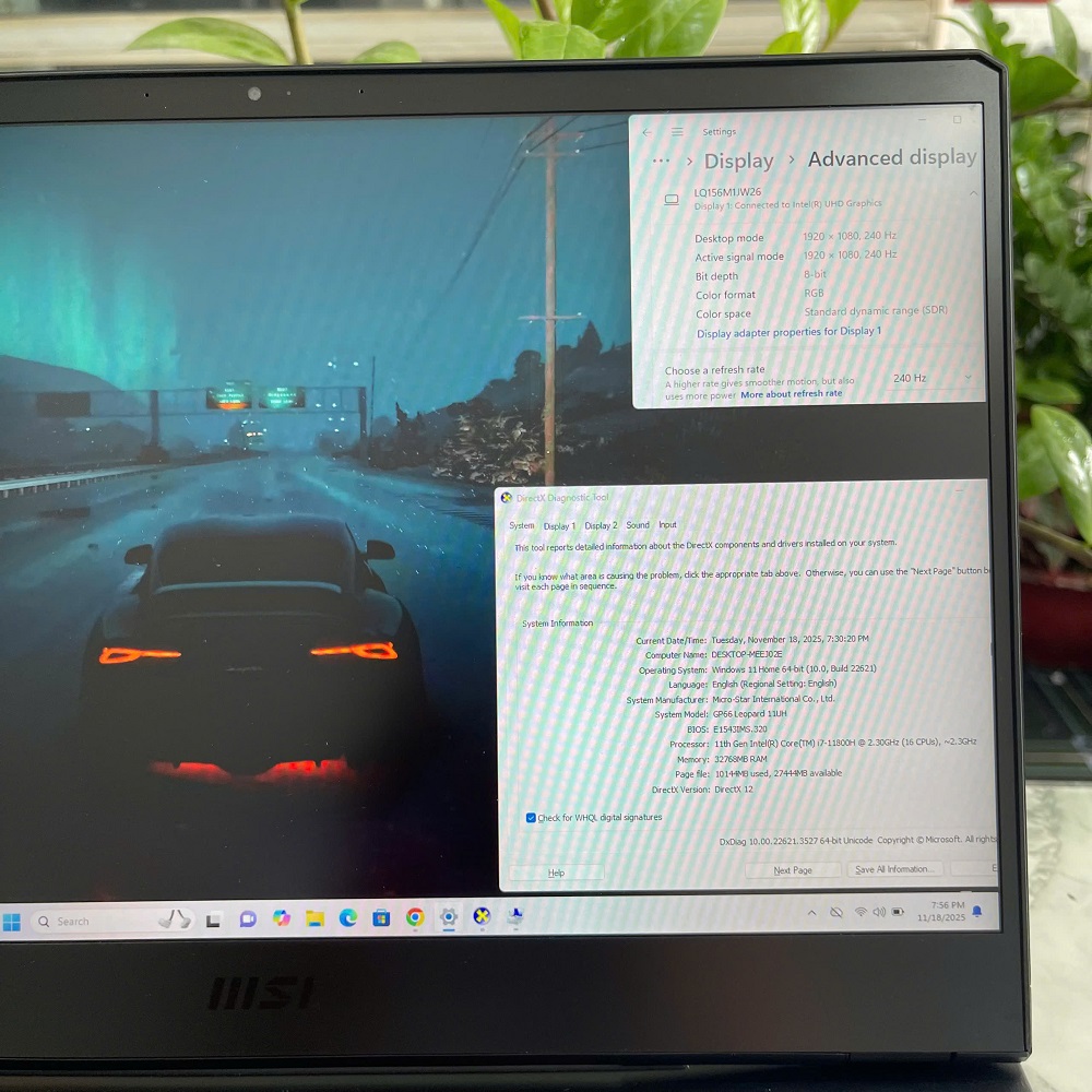 MSI GP66 Leopard 11UH  CORE I7-11800H RAM 32GB SSD 512GB RTX3080 (8GB GDDR6) MÀN HÌNH : 15.6 IPS 240Hz