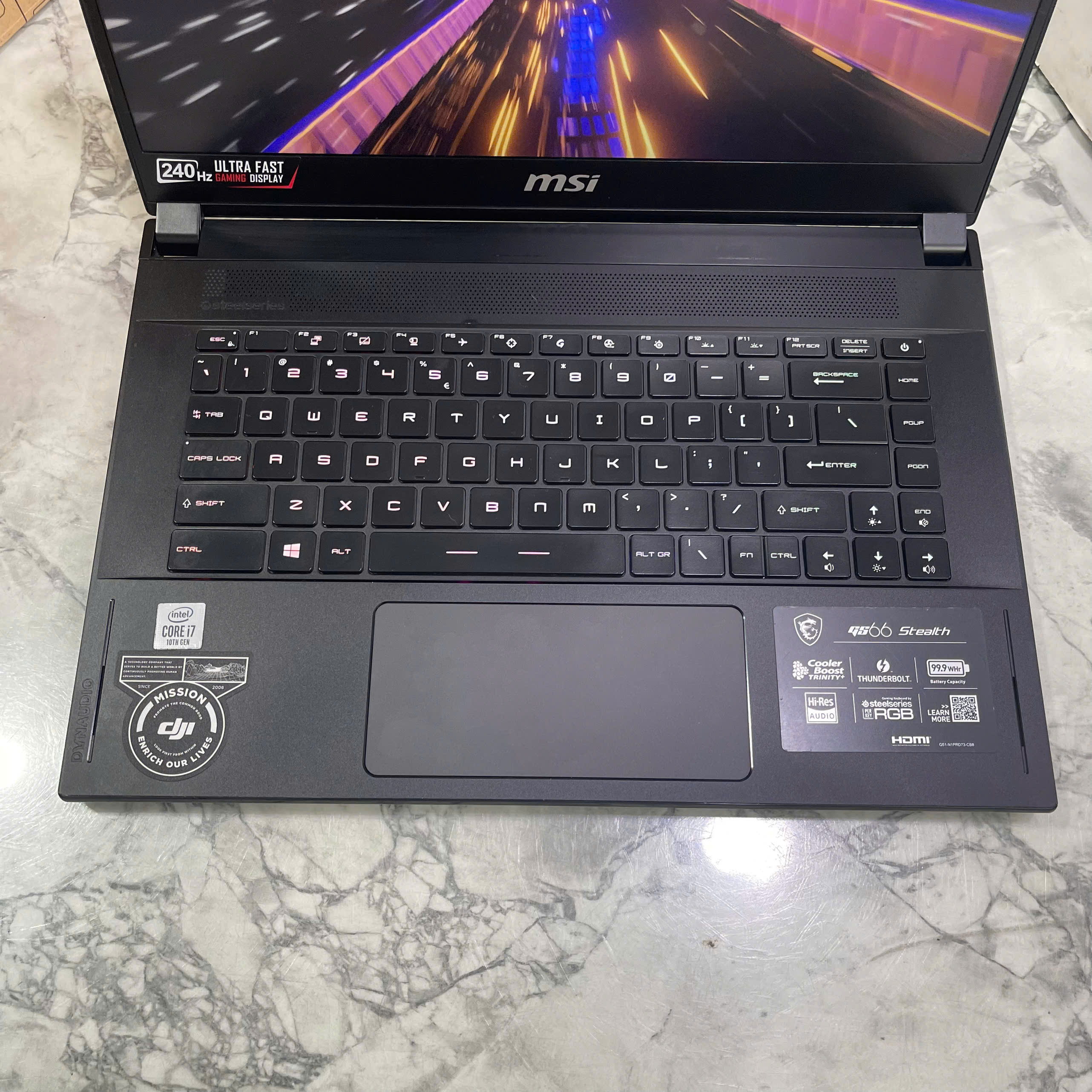 MSI GS66-Stealth 10SE Core I7-10750H Ram 16GB Ssd 512GGB RTX 2060-6GB Màn Hình : 15.6 Inch FHD 240Hz
