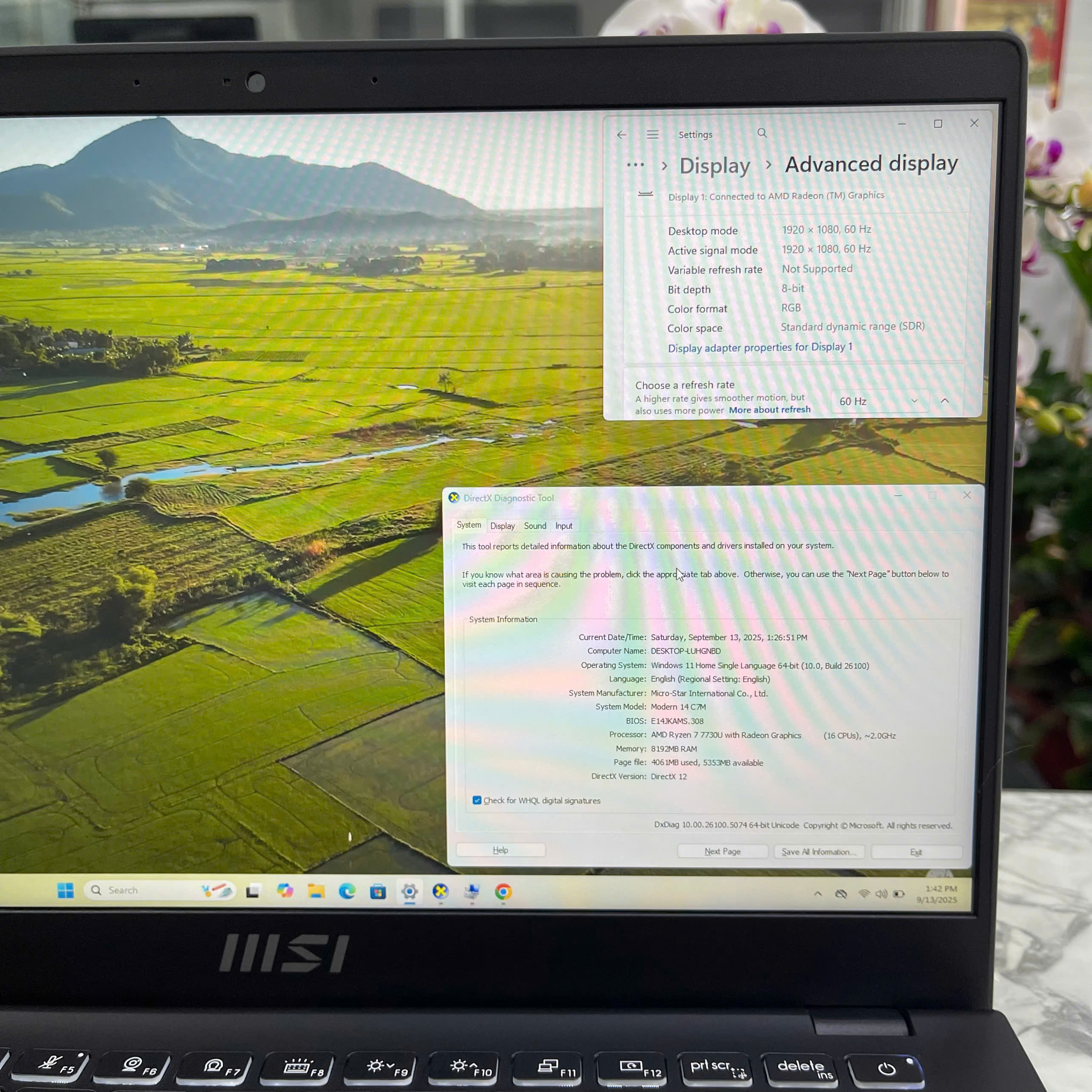 MSI Modern 14 C7M-221VN Máy Like New Ryzen 7-7730U RAM 8GB SSD 512GB Màn Hình 14.0 Inch FHD IPS 