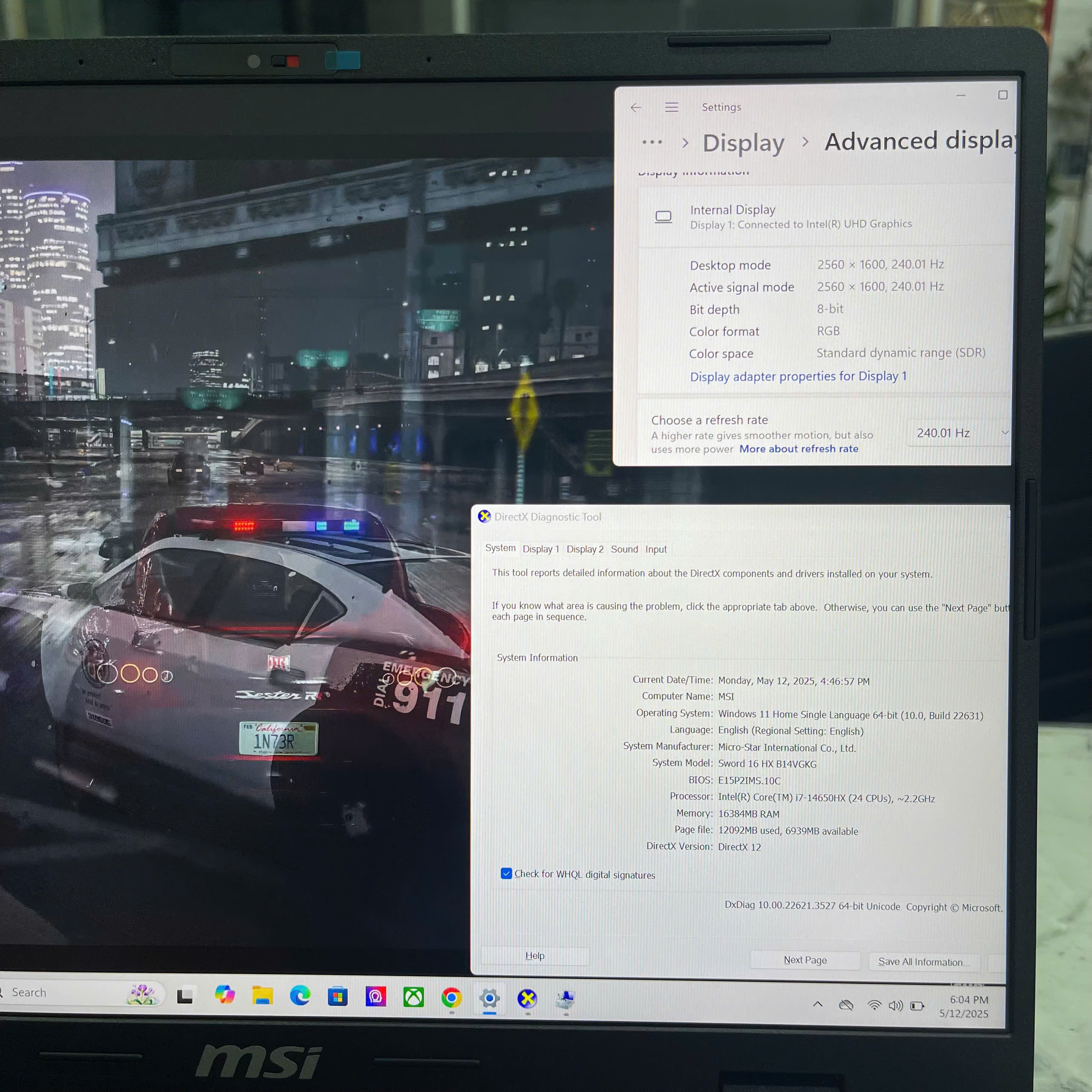  MSI Sword 16 HX B14VGKG (Máy LikeNew-BẢO HÀNH HÃNG) Core I7-14650HX  Ram 16GB Ssd 1TB Card RTX 4070 Màn Hình : 16 inch QHD+ 240Hz .PHIÊN BẢN GIỚI HẠN KỈ NIỆM 20 NĂM MSI 